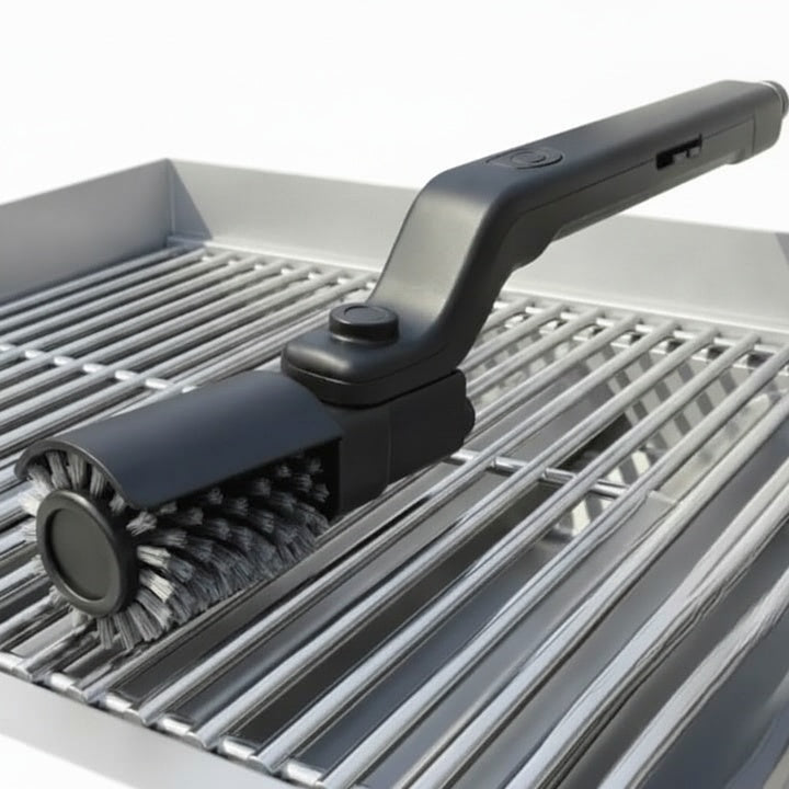 Rechargeable Electric Grill Brush with Two Replacement Heads