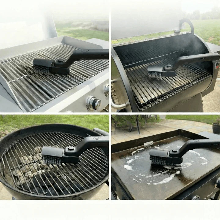 Rechargeable Electric Grill Brush with Two Replacement Heads