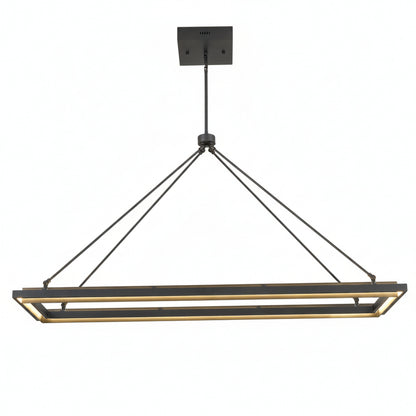 Rectangular LED Chandelier Modern Minimalist with Integrated LED and Adjustable Height