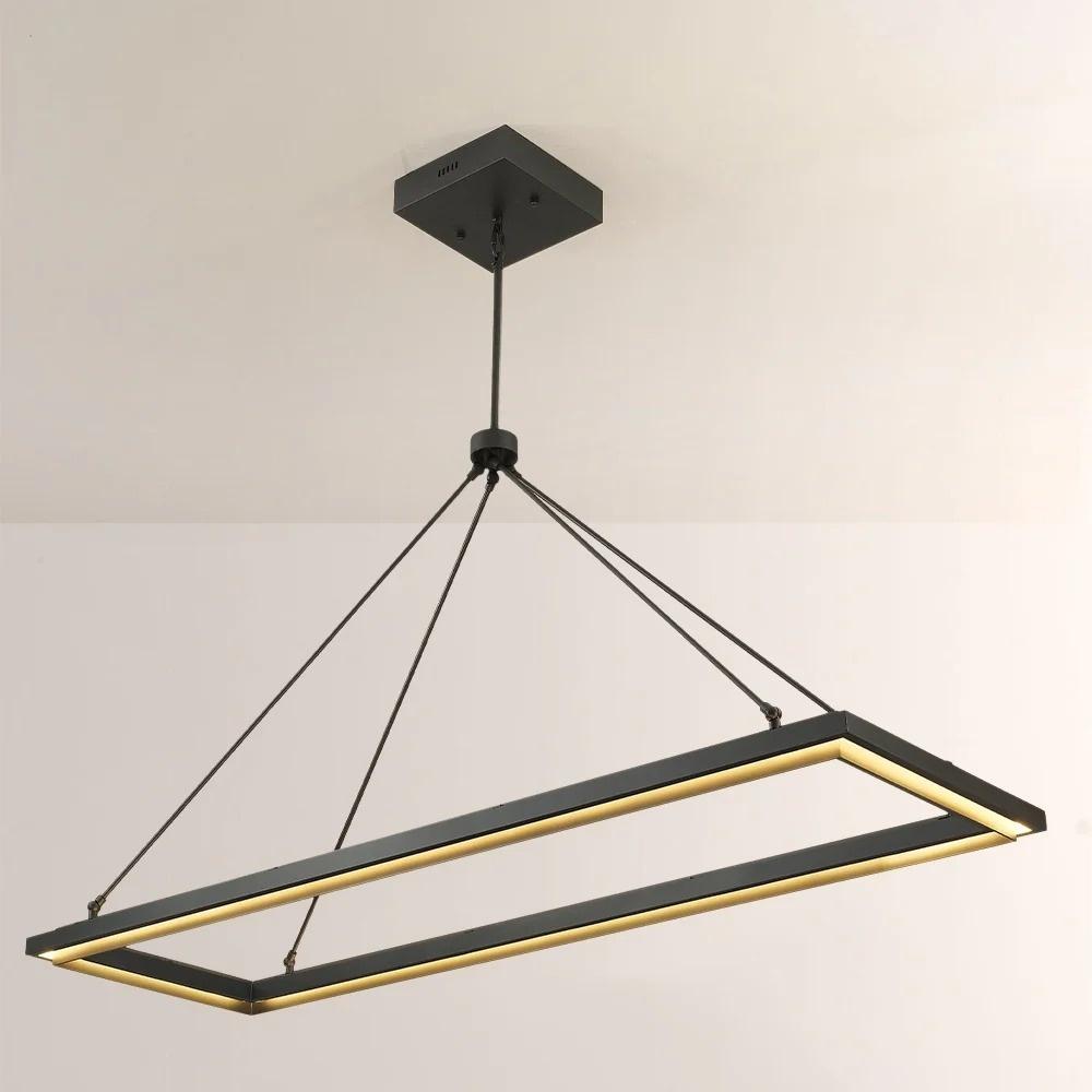 Rectangular LED Chandelier Modern Minimalist with Integrated LED and Adjustable Height