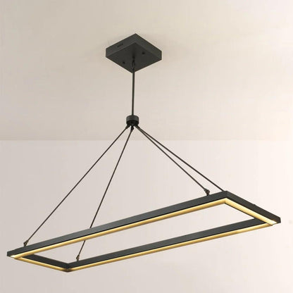 Rectangular LED Chandelier Modern Minimalist with Integrated LED and Adjustable Height