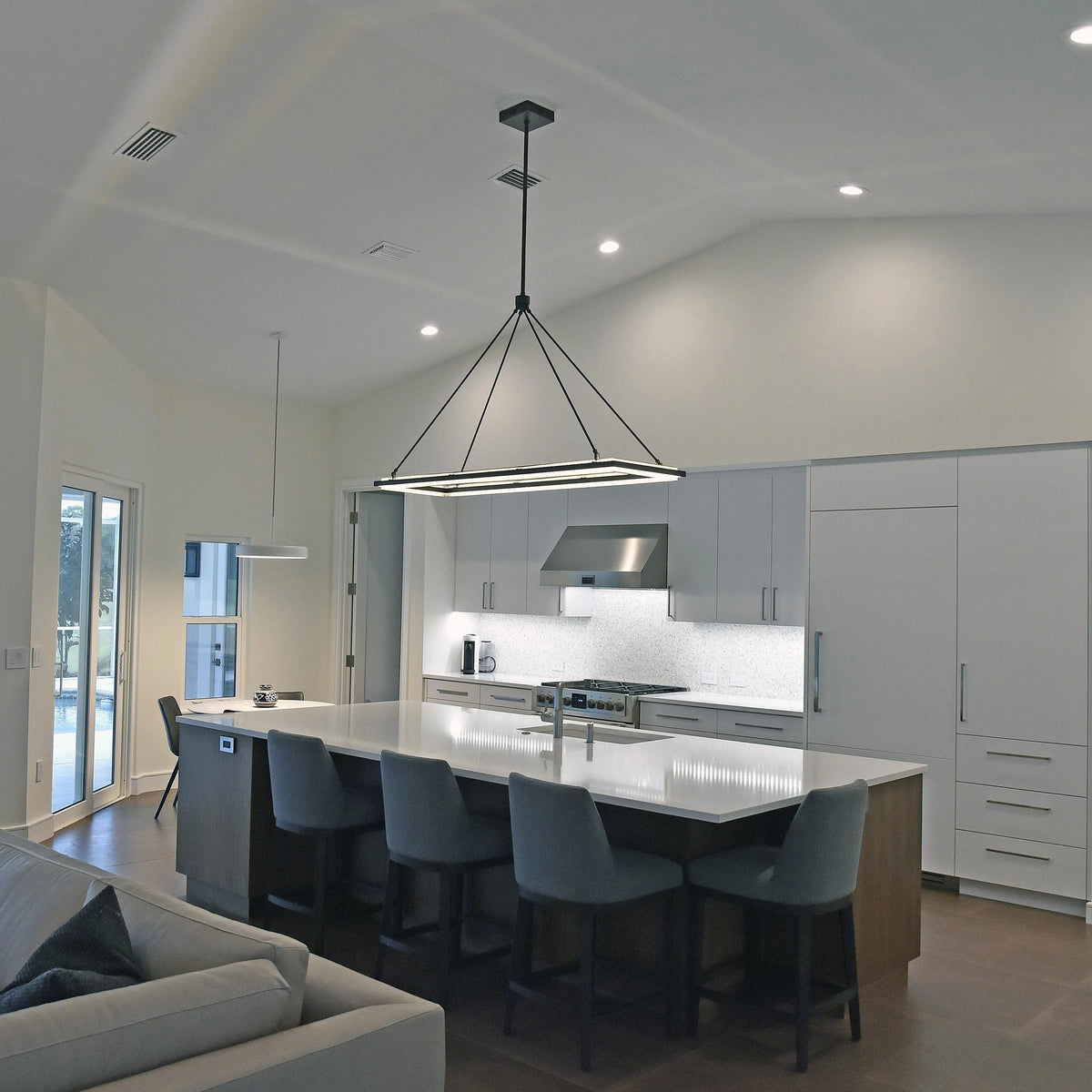 Rectangular LED Chandelier Modern Minimalist with Integrated LED and Adjustable Height