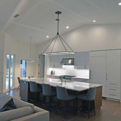 Rectangular LED Chandelier Modern Minimalist with Integrated LED and Adjustable Height