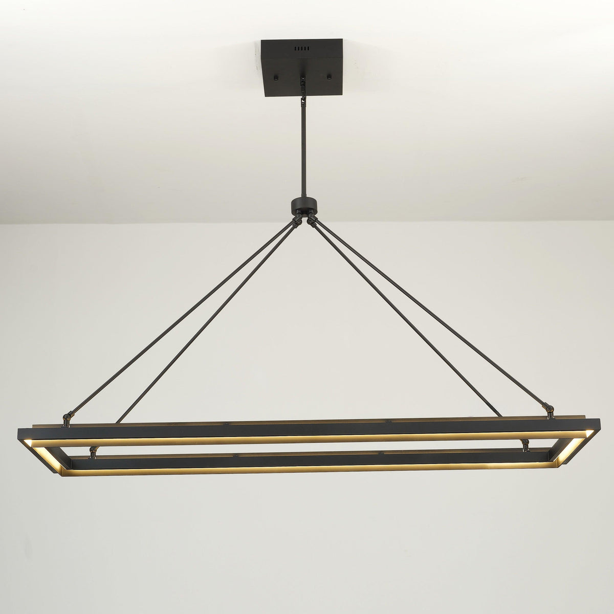 Rectangular LED Chandelier Modern Minimalist with Integrated LED and Adjustable Height