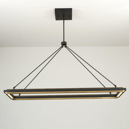 Rectangular LED Chandelier Modern Minimalist with Integrated LED and Adjustable Height