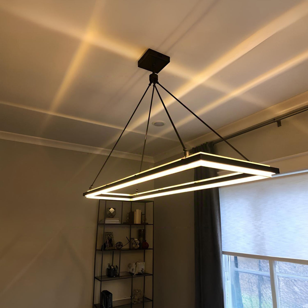 Rectangular LED Chandelier Modern Minimalist with Integrated LED and Adjustable Height