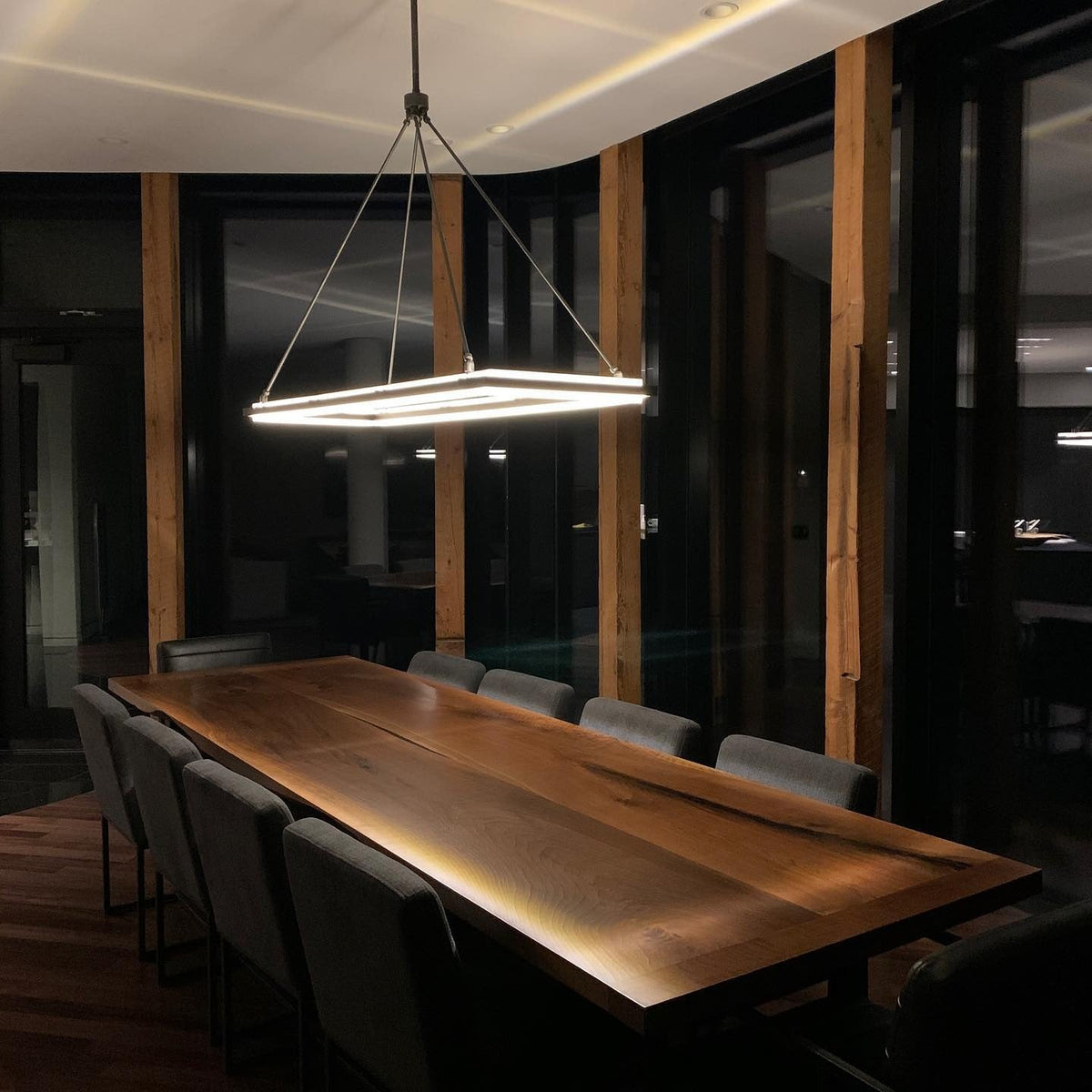 Rectangular LED Chandelier Modern Minimalist with Integrated LED and Adjustable Height
