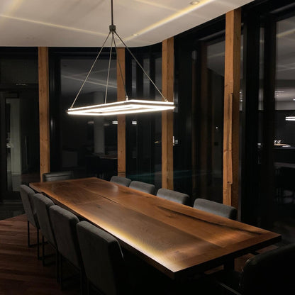 Rectangular LED Chandelier Modern Minimalist with Integrated LED and Adjustable Height