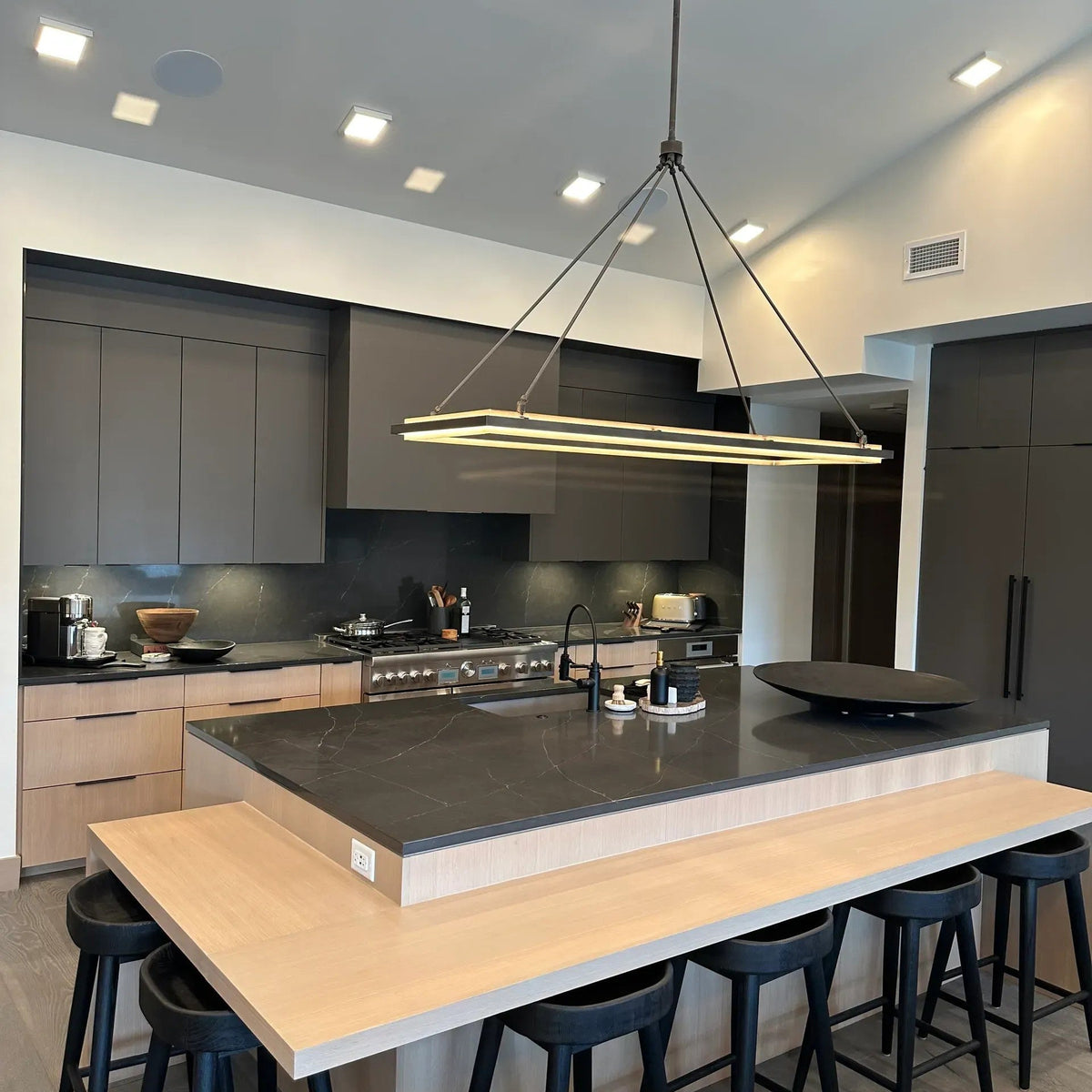 Rectangular LED Chandelier Modern Minimalist with Integrated LED and Adjustable Height