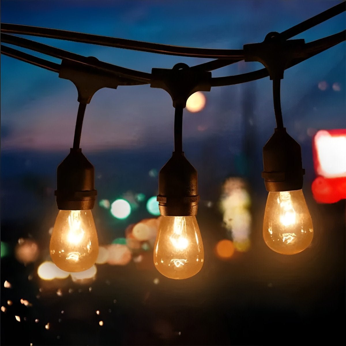 Retro LED Outdoor String Lights with Hanging Bulbs