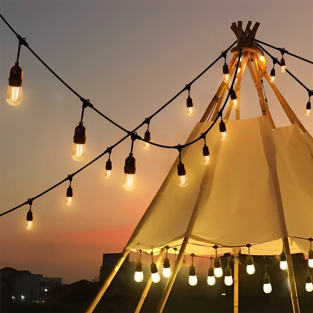 Retro LED Outdoor String Lights with Hanging Bulbs