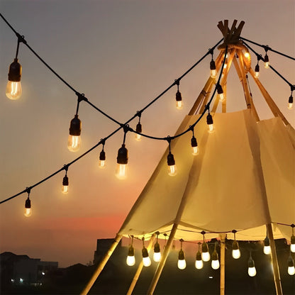 Retro LED Outdoor String Lights with Hanging Bulbs