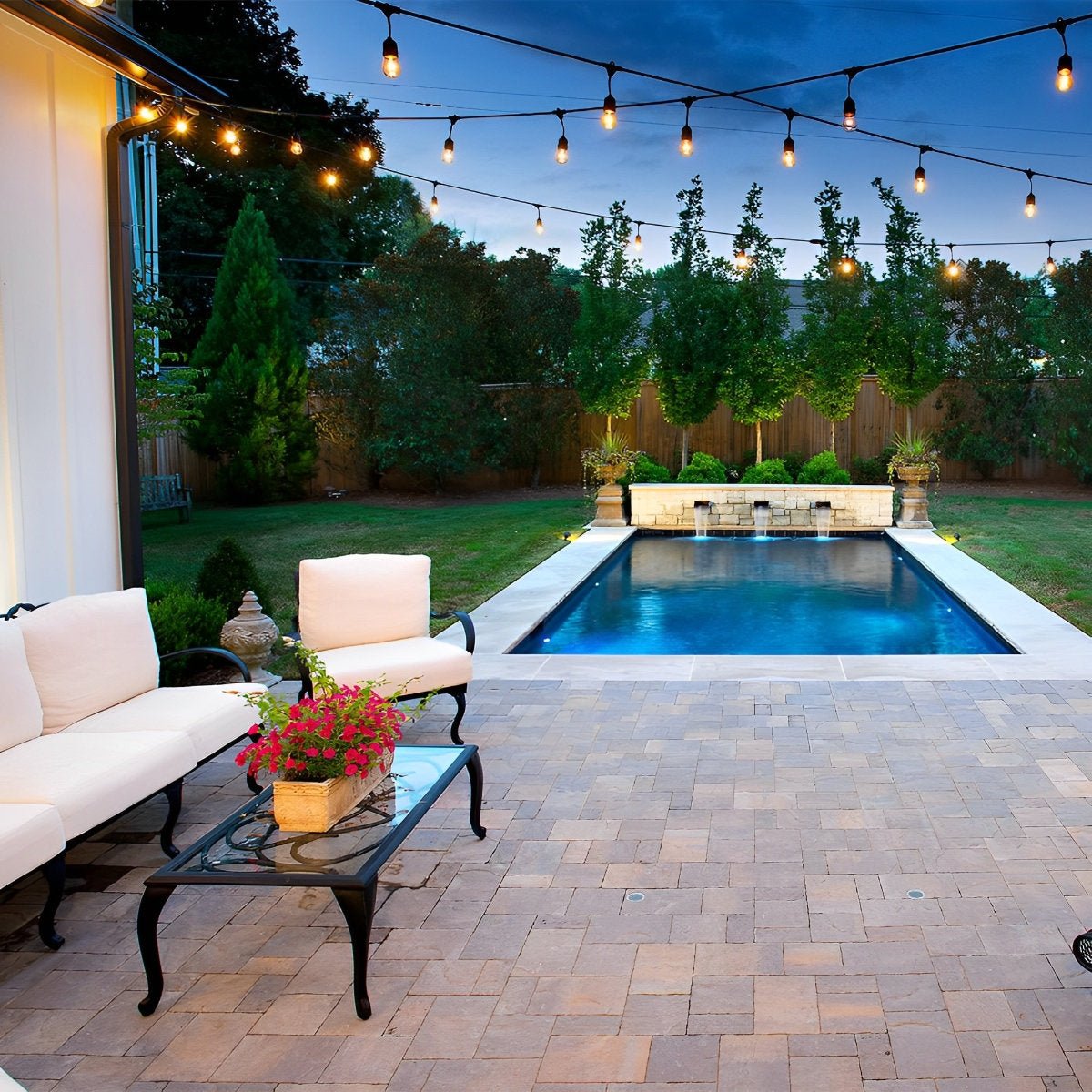 Retro LED Outdoor String Lights with Hanging Bulbs