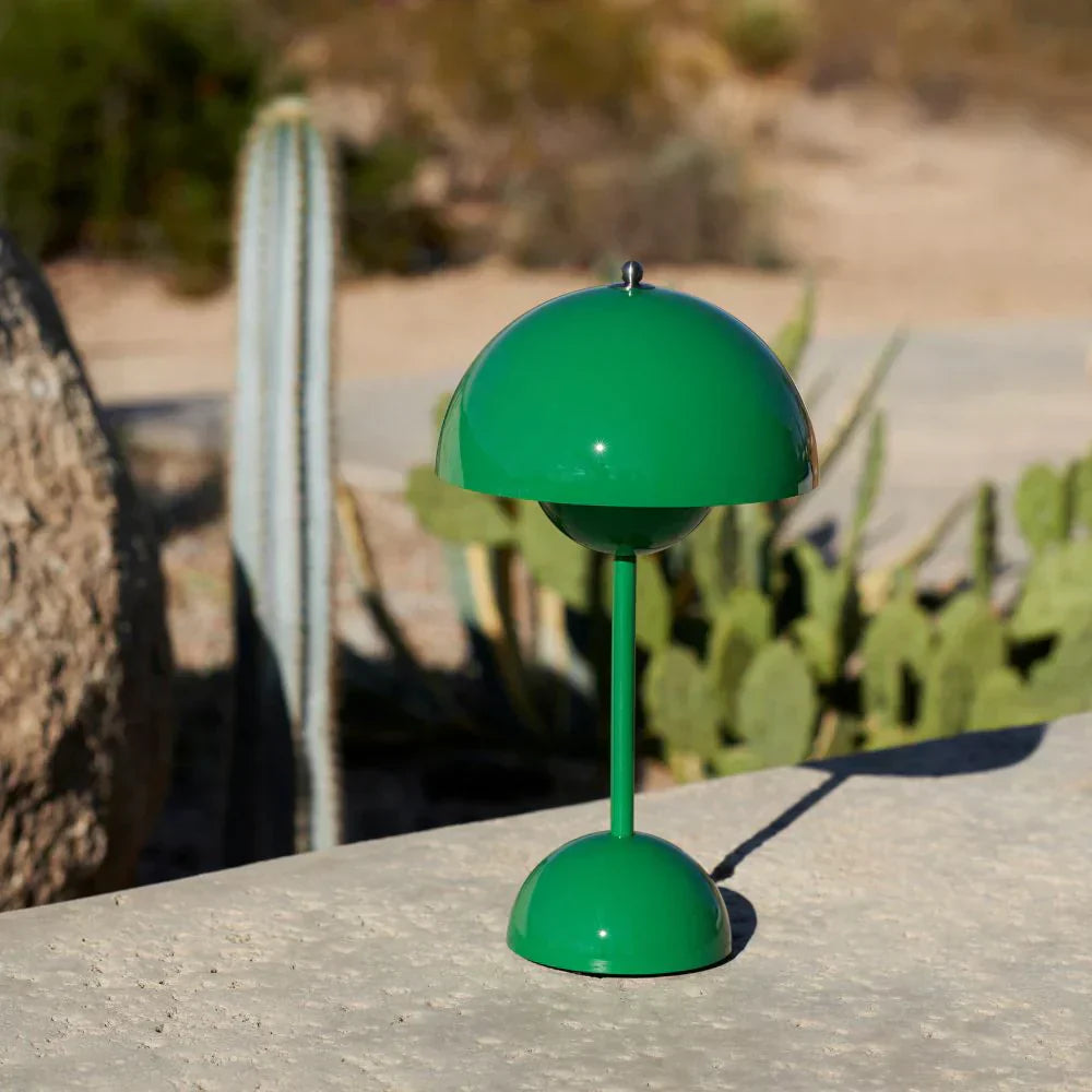 Retro Mushroom Table Lamp Cordless Rechargeable with Dome Shade