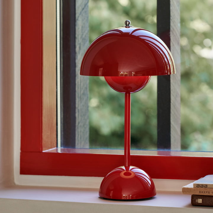 Retro Mushroom Table Lamp Cordless Rechargeable with Dome Shade