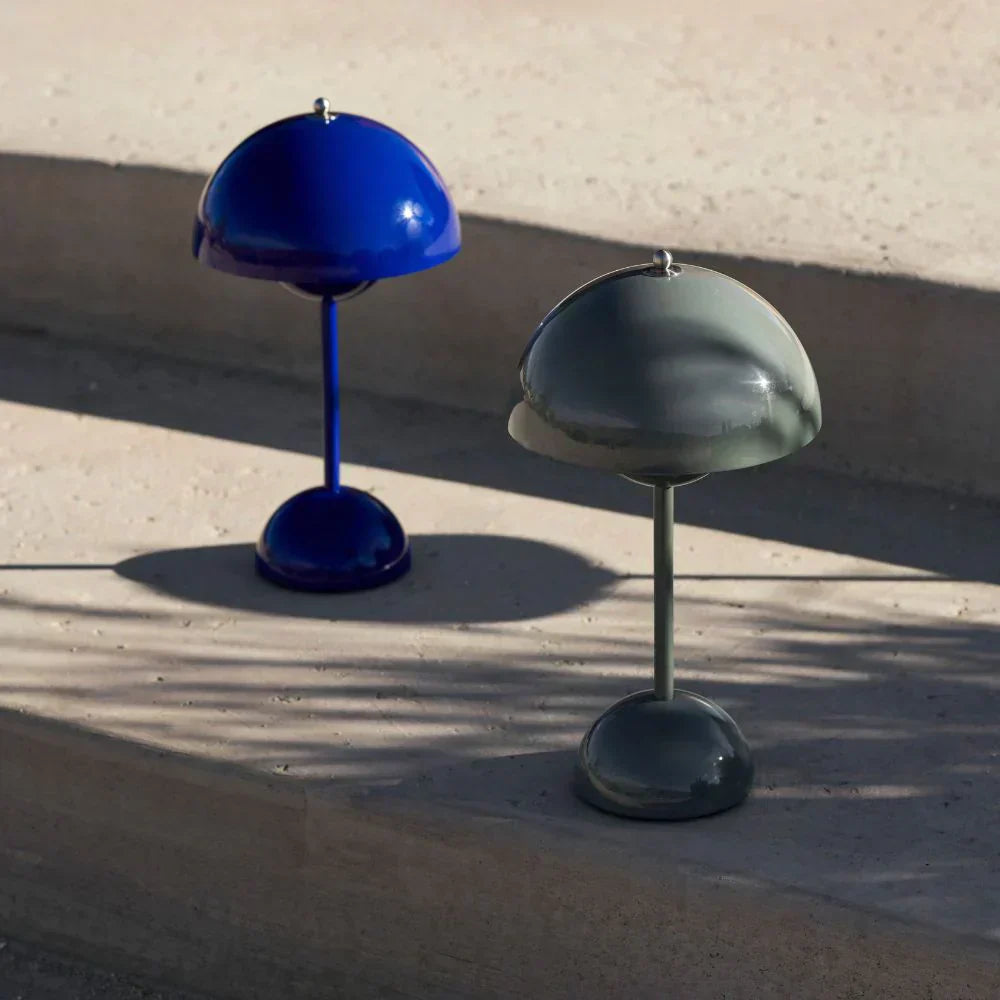 Retro Mushroom Table Lamp Cordless Rechargeable with Dome Shade