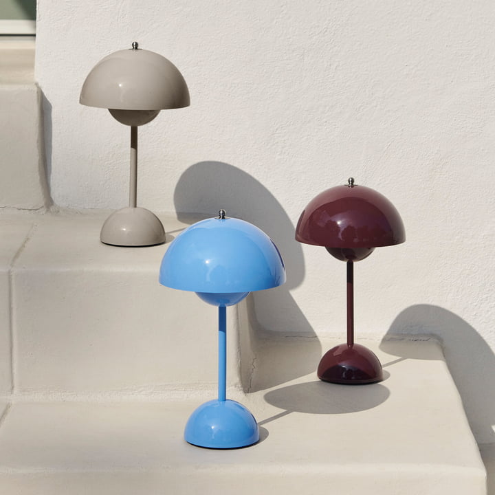 Retro Mushroom Table Lamp Cordless Rechargeable with Dome Shade