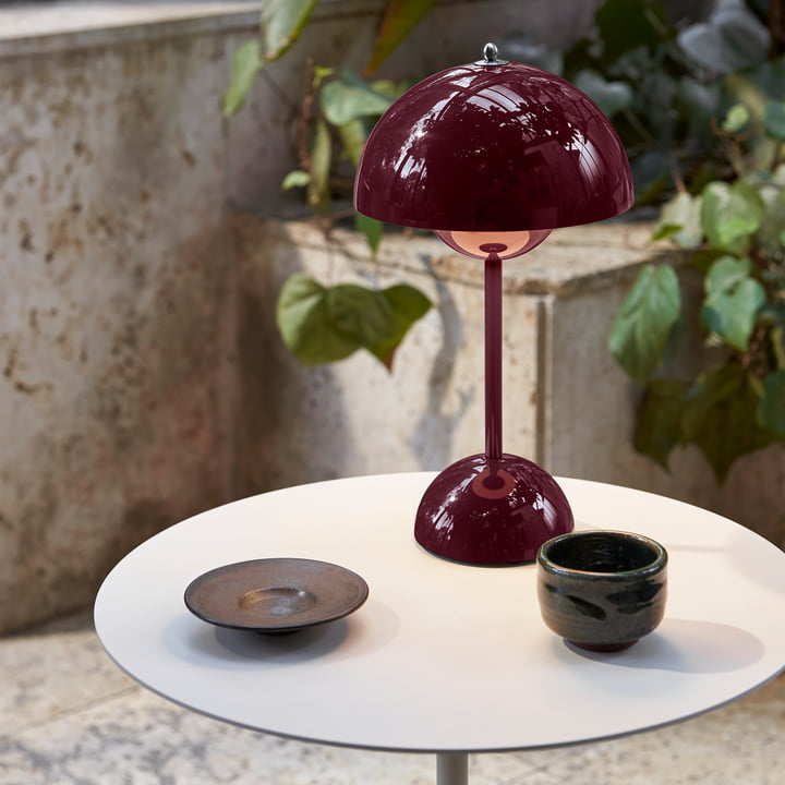 Retro Mushroom Table Lamp Cordless Rechargeable with Dome Shade