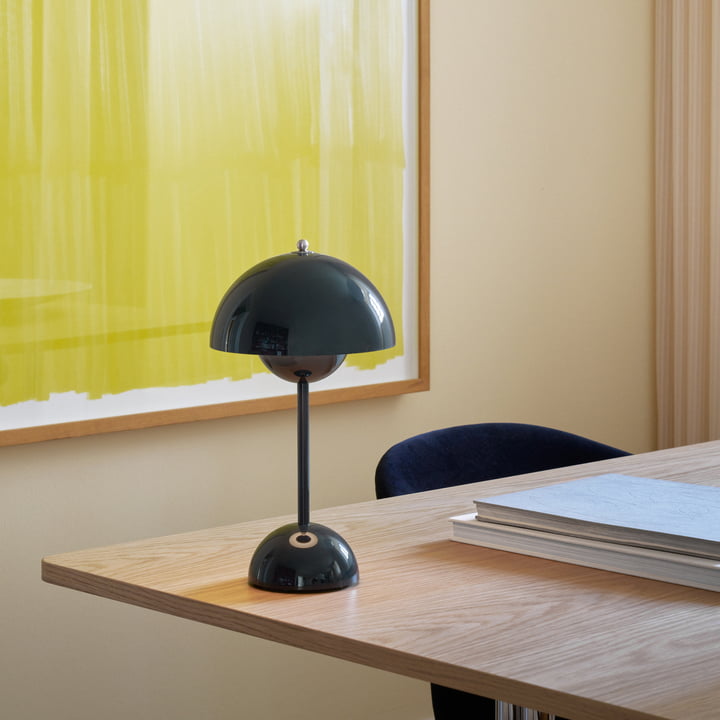 Retro Mushroom Table Lamp Cordless Rechargeable with Dome Shade