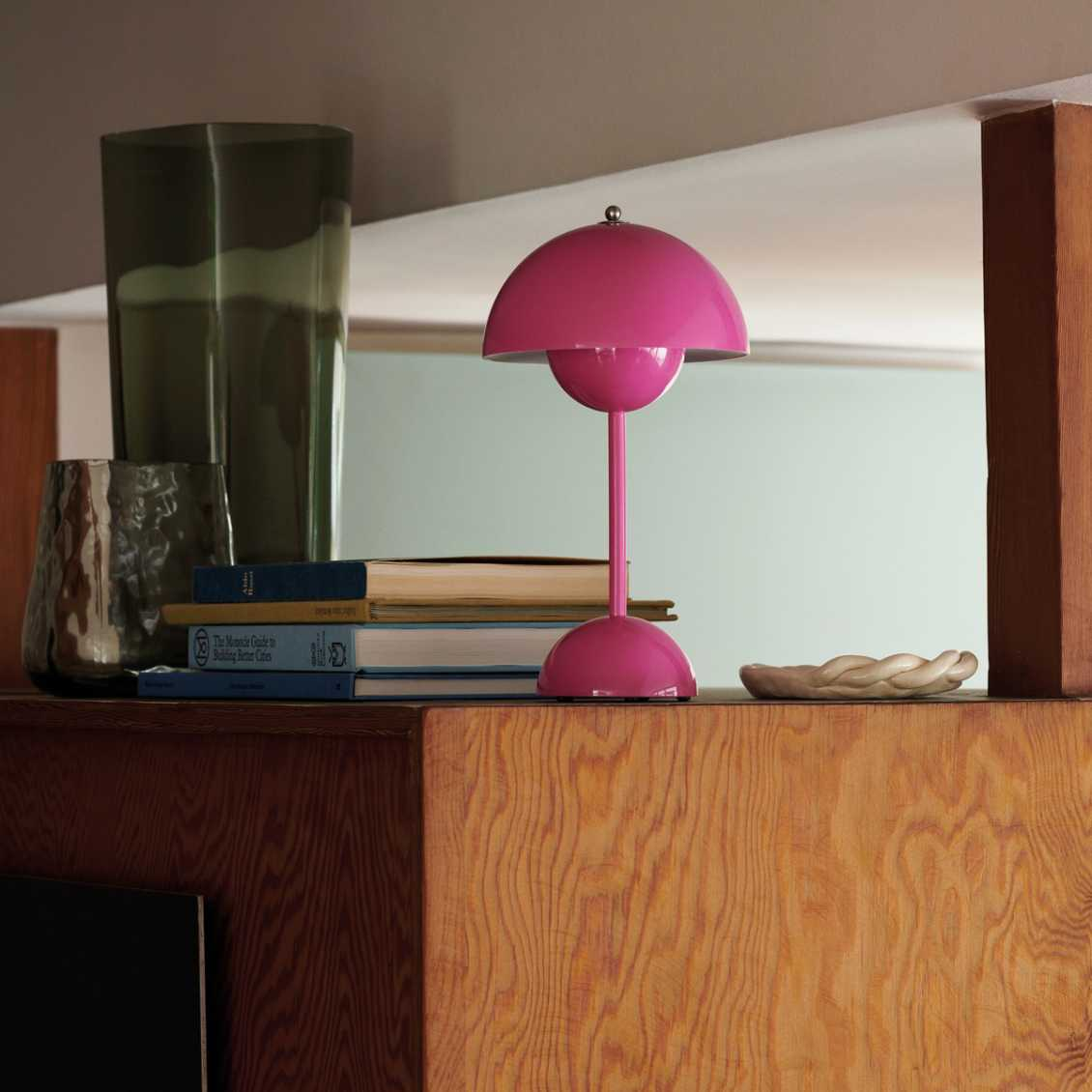 Retro Mushroom Table Lamp Cordless Rechargeable with Dome Shade