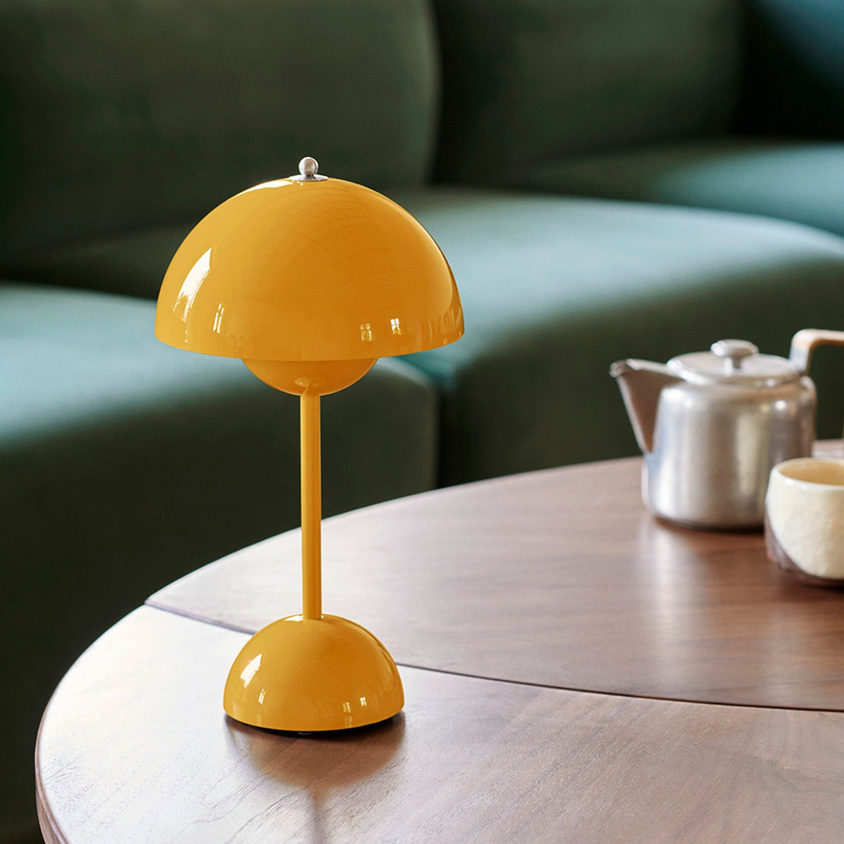 Retro Mushroom Table Lamp Cordless Rechargeable with Dome Shade