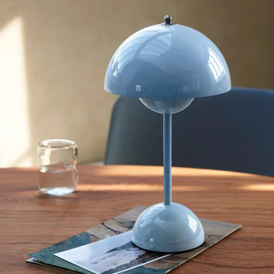 Retro Mushroom Table Lamp Cordless Rechargeable with Dome Shade