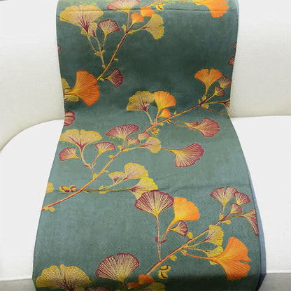 Reversible Ginkgo Leaf Jacquard Quilt with Cotton and Soy Fiber Blend