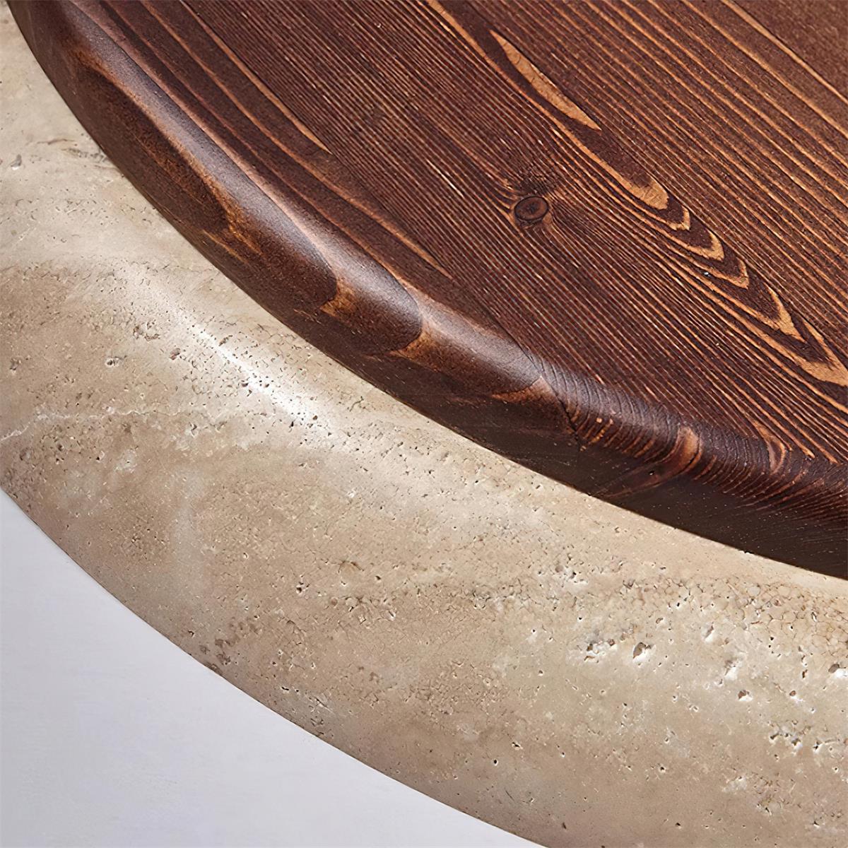 Round Ceiling Light Scandinavian with Travertine Stone Ring and Integrated LED