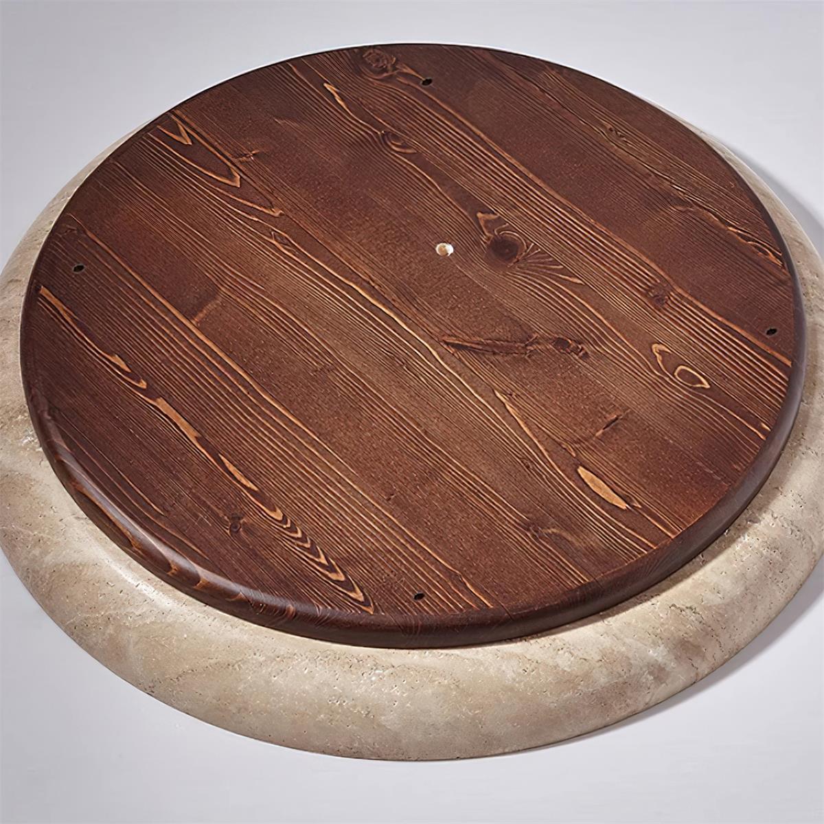Round Ceiling Light Scandinavian with Travertine Stone Ring and Integrated LED