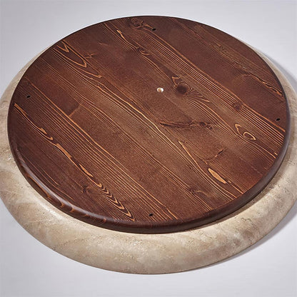 Round Ceiling Light Scandinavian with Travertine Stone Ring and Integrated LED