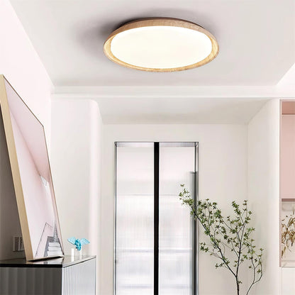 Round Ceiling Light Scandinavian with Travertine Stone Ring and Integrated LED