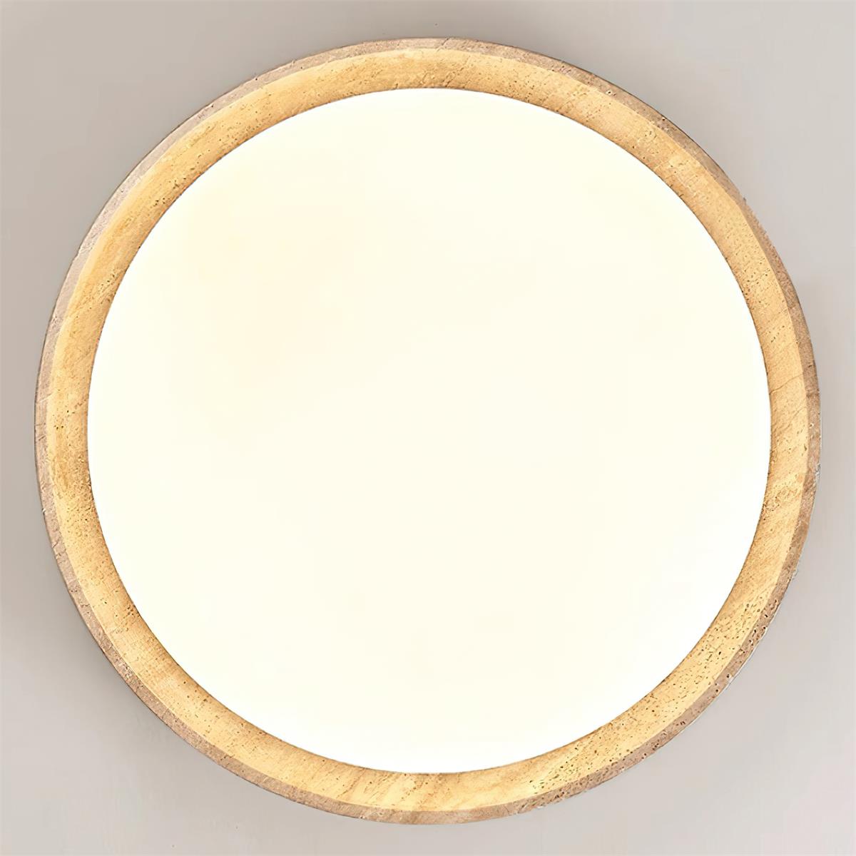 Round Ceiling Light Scandinavian with Travertine Stone Ring and Integrated LED