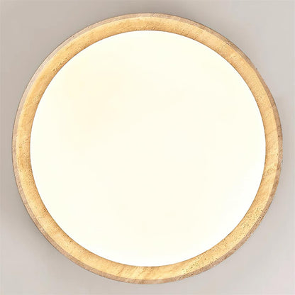 Round Ceiling Light Scandinavian with Travertine Stone Ring and Integrated LED