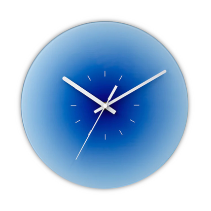Round Glass Wall Clock with Gradient Design and Silent Quartz Movement