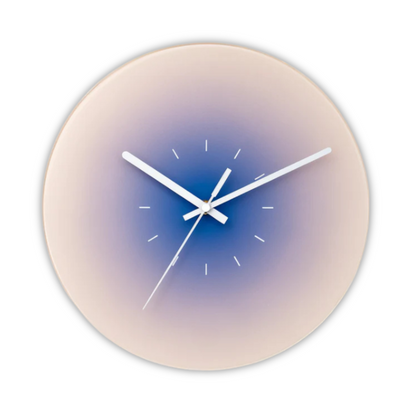 Round Glass Wall Clock with Gradient Design and Silent Quartz Movement