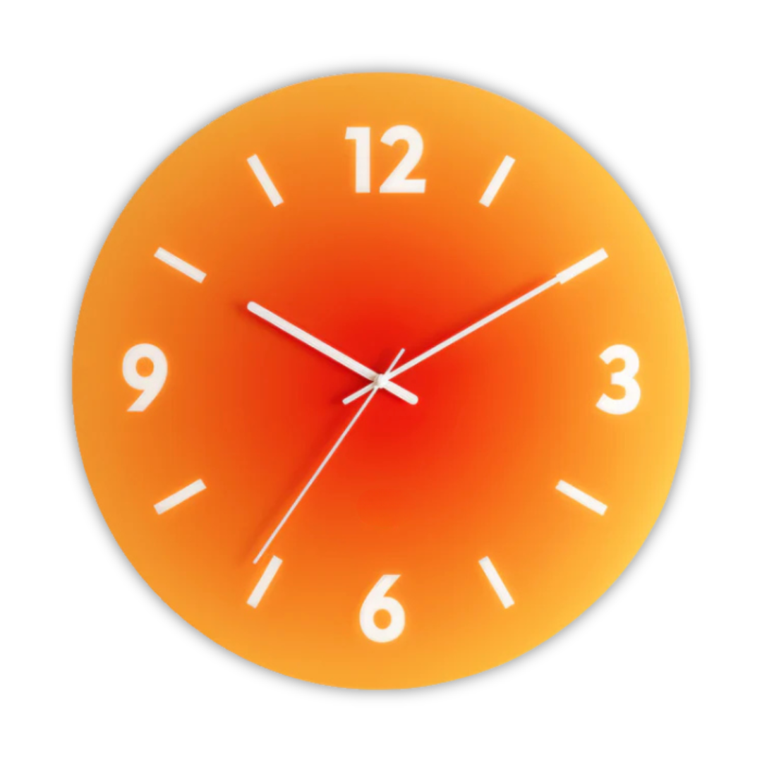 Round Glass Wall Clock with Gradient Design and Silent Quartz Movement