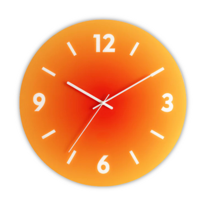 Round Glass Wall Clock with Gradient Design and Silent Quartz Movement