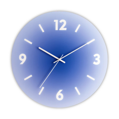 Round Glass Wall Clock with Gradient Design and Silent Quartz Movement