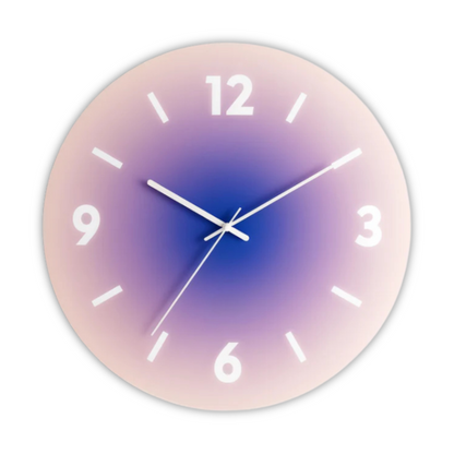 Round Glass Wall Clock with Gradient Design and Silent Quartz Movement