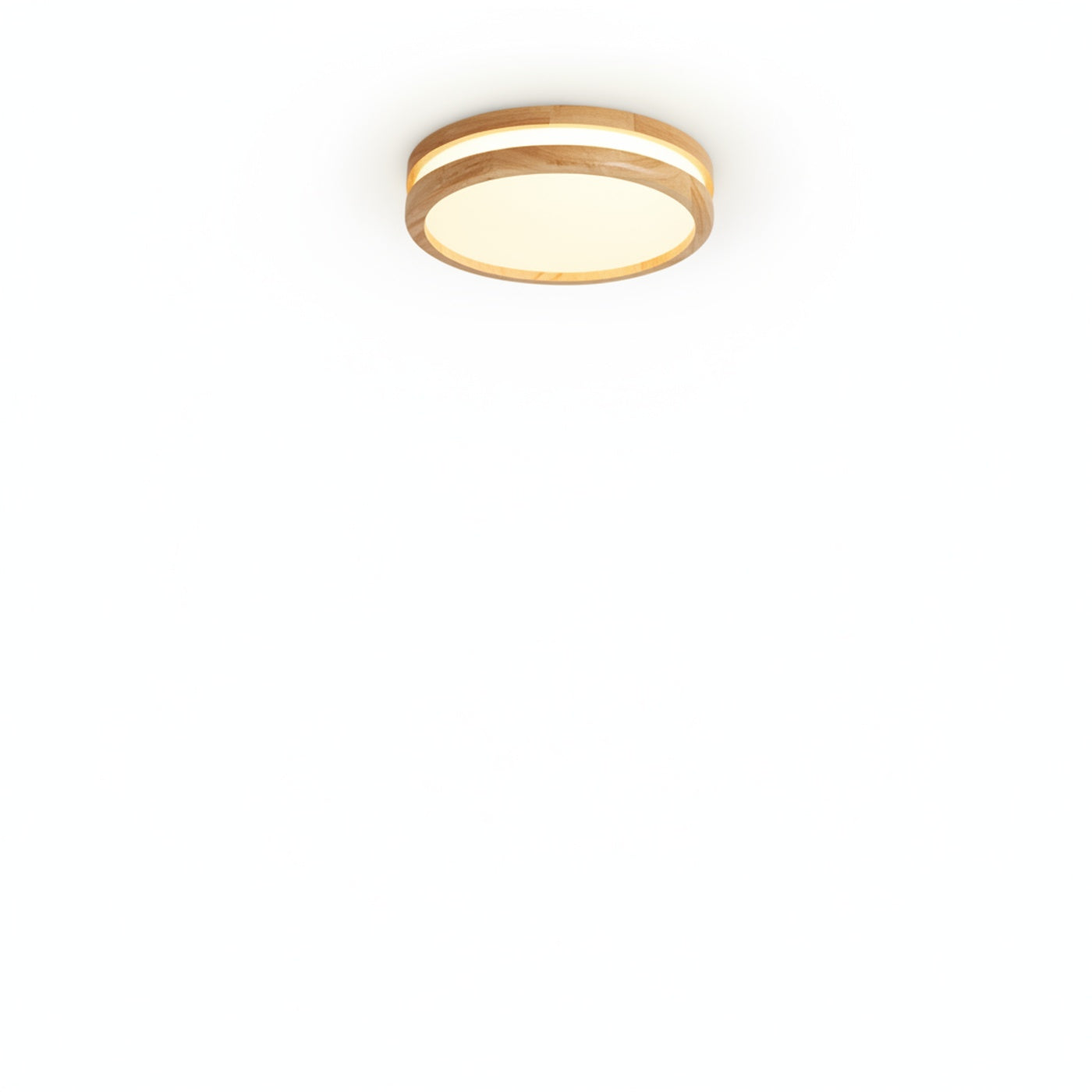 Round LED Ceiling Light Scandinavian with Wood Frame