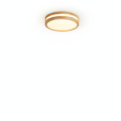 Round LED Ceiling Light Scandinavian with Wood Frame
