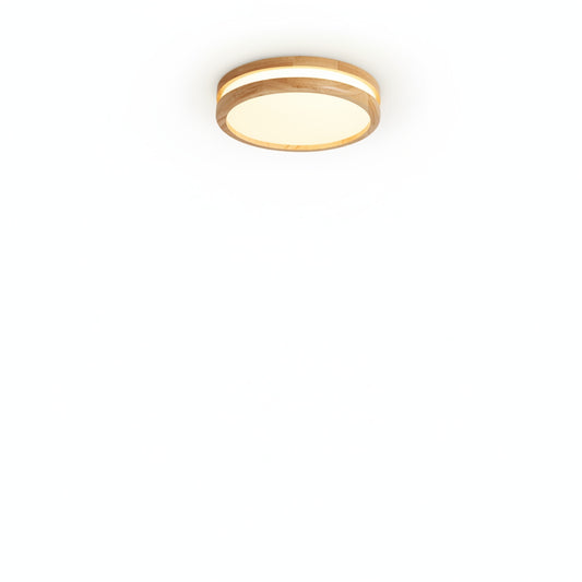 Round LED Ceiling Light Scandinavian with Wood Frame
