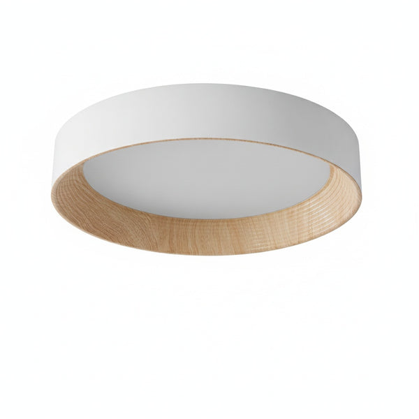 Round LED Ceiling Light Scandinavian with Wood Grain Ring and 3 Color Settings