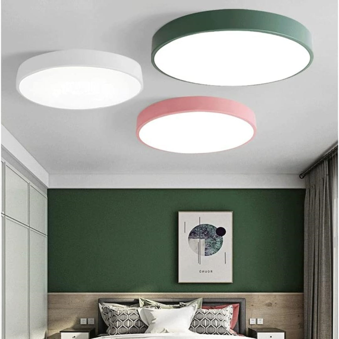 Round LED Flush Mount Ceiling Light Minimalist Disk with Frosted Diffuser