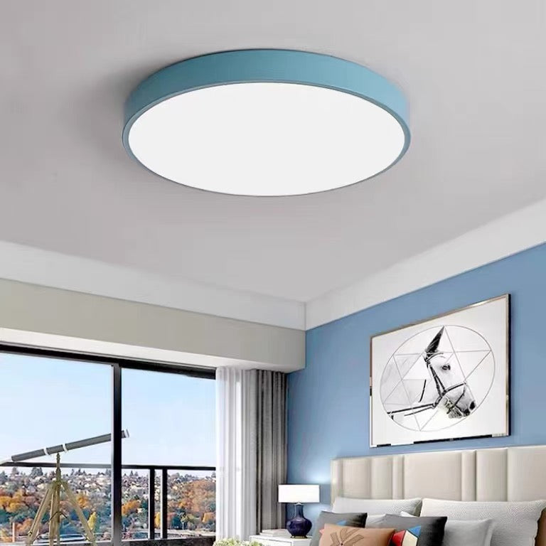 Round LED Flush Mount Ceiling Light Minimalist Disk with Frosted Diffuser