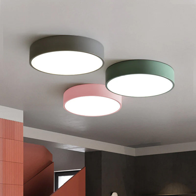 Round LED Flush Mount Ceiling Light Minimalist Disk with Frosted Diffuser