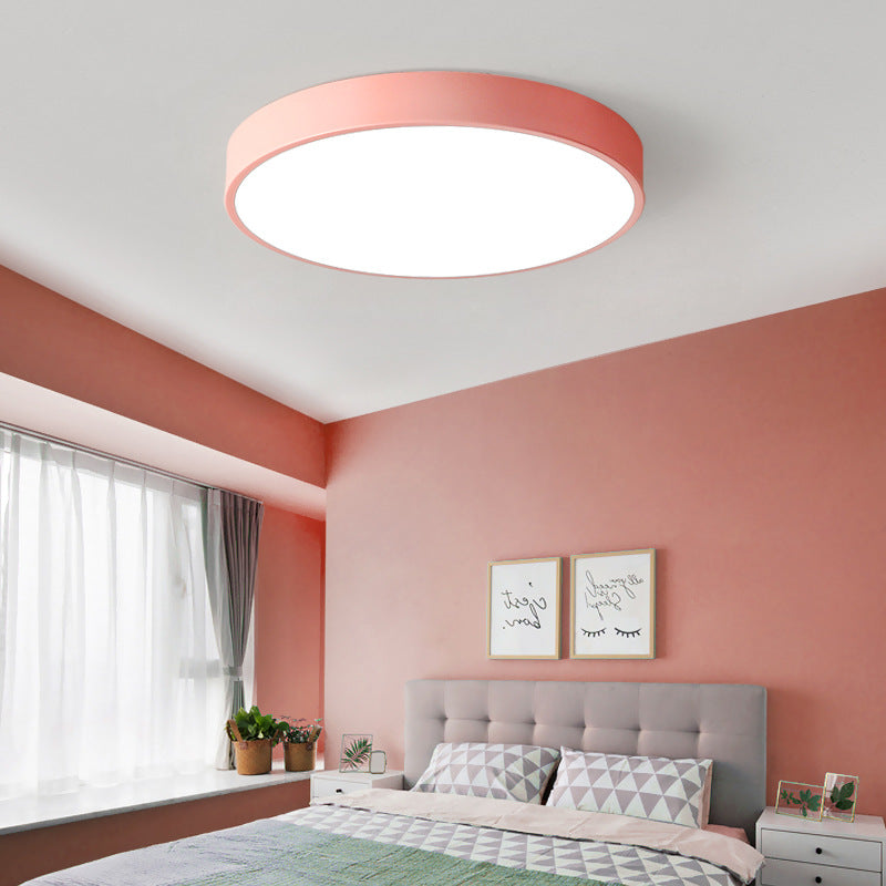 Round LED Flush Mount Ceiling Light Minimalist Disk with Frosted Diffuser