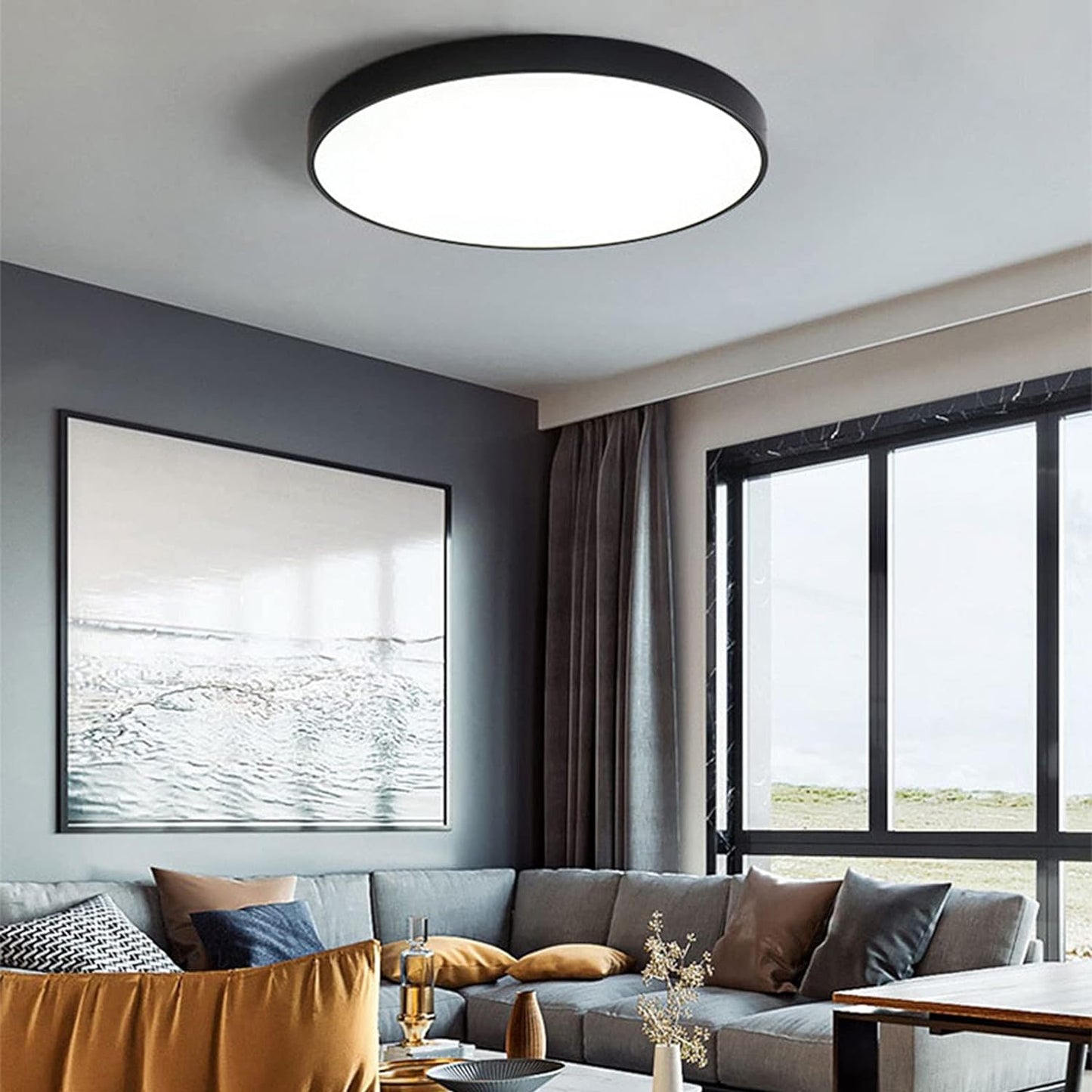 Round LED Flush Mount Ceiling Light Minimalist Disk with Frosted Diffuser
