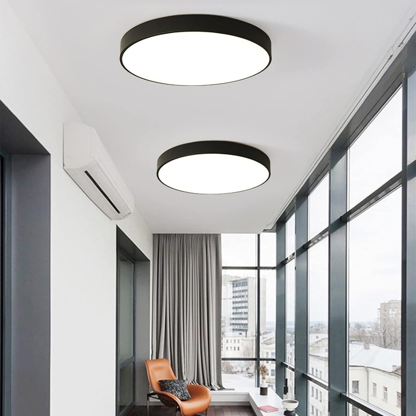 Round LED Flush Mount Ceiling Light Minimalist Disk with Frosted Diffuser