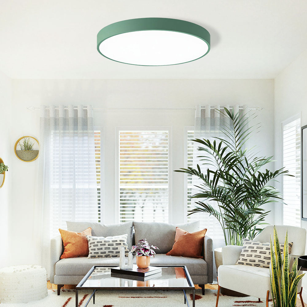 Round LED Flush Mount Ceiling Light Minimalist Disk with Frosted Diffuser